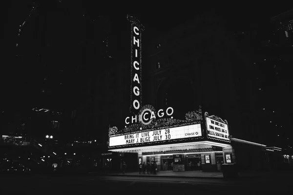 Chicago Theater Natten Chicago Illinois — Stockfoto