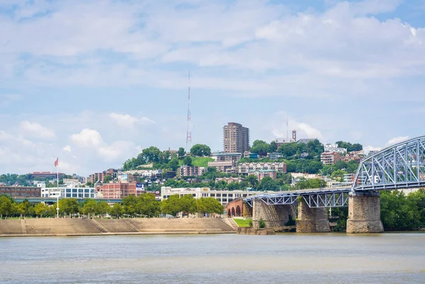 Vista Cincinnati Río Ohio Desde Newport Kentucky — Foto de Stock