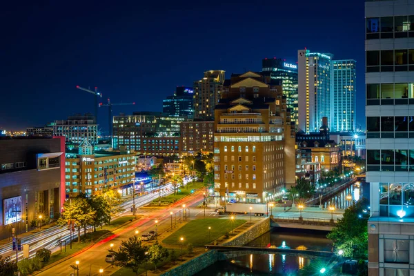 Limanın Doğu Görünümünü Gece Baltimore Maryland — Stok fotoğraf