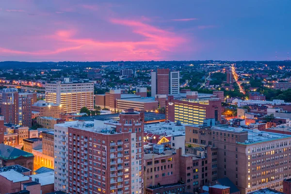 Widok Centrum Miasta Baltimore Maryland Zachodzie Słońca — Zdjęcie stockowe