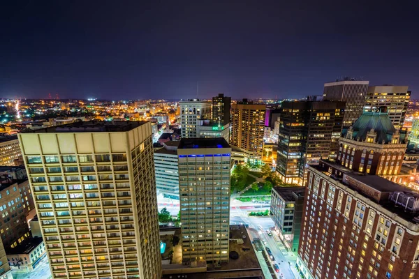 View Downtown Night Baltimore Maryland — Stock Photo, Image