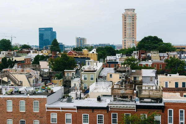 View of houses in Federal Hill, Baltimore, Maryland