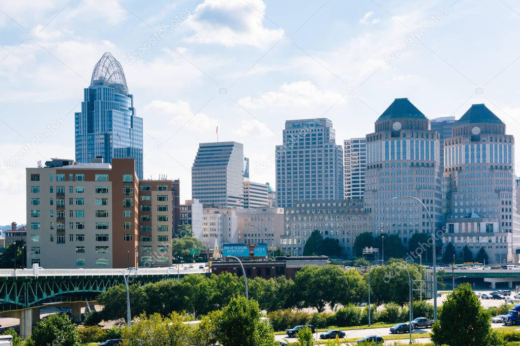 View of modern buildings in downtown Cincinnati, Ohio