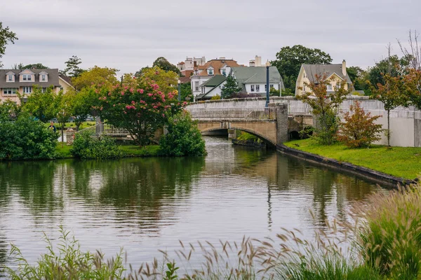 Міст Острів Озері Захід Сонця Парк Asbury Нью Джерсі — стокове фото