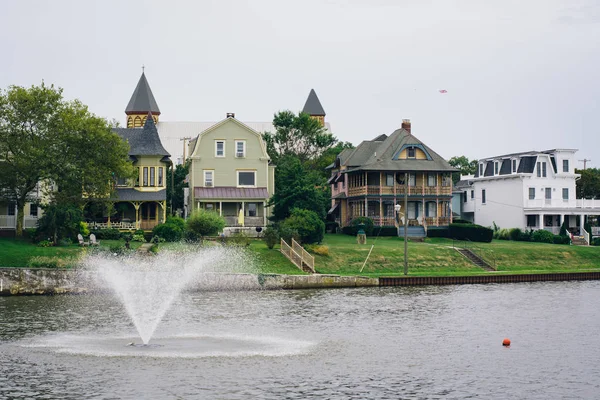 Fountain Houses Wesley Lake Asbury Park New Jersey — Stock Photo, Image