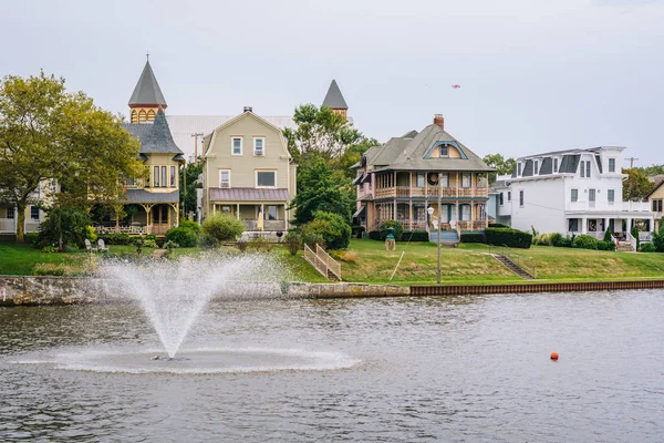 Fountain Houses Wesley Lake Asbury Park New Jersey — Stock Photo, Image