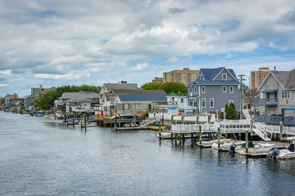 Domy Podél Intracoastal Waterway Ventnor City New Jersey Usa — Stock fotografie