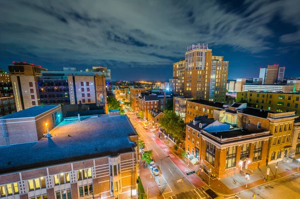 Университет Мэриленда Ночной Вид Балтимора Центре Балтимора Мэриленд — стоковое фото