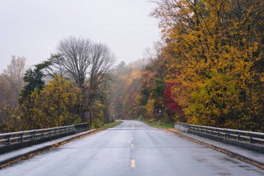 Sonbahar renk ve Blue Ridge Parkway üzerinde James Nehri Köprüsü yakınındaki Big Island, Virginia.
