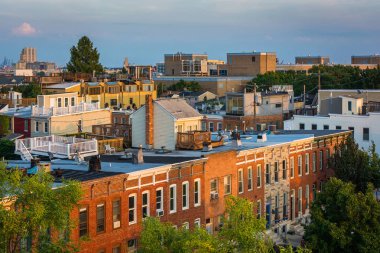 Federal Hill, Baltimore, Maryland evlerde satır görünümü