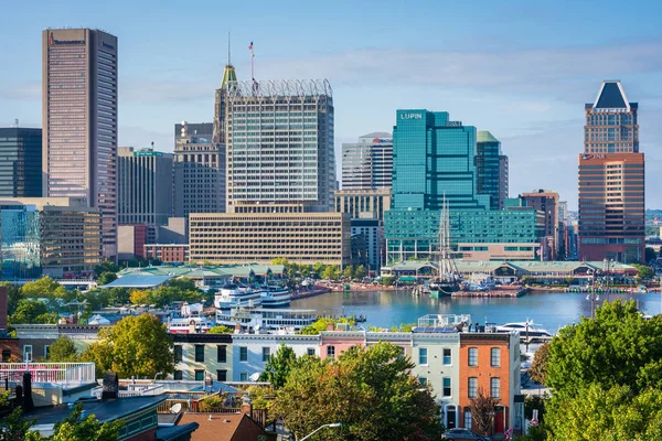 Uma Vista Federal Hill Inner Harbor Baltimore Maryland — Fotografia de Stock