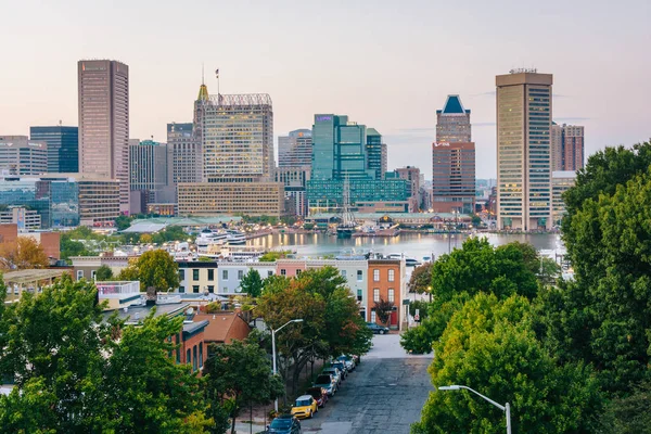 Egy Szövetségi Hill Inner Harbor Baltimore Ban Kilátás — Stock Fotó