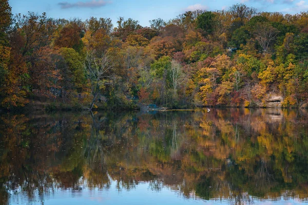 Color Otoño Lago Roland Robert Lee Park Baltimore Maryland —  Fotos de Stock