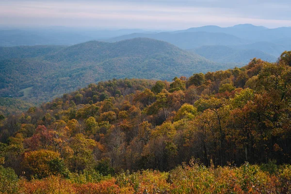 シェナンドー国立公園 バージニア州のスカイライン ドライブから青リッジ山の尾根の秋景色 — ストック写真