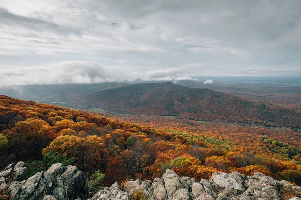 Jesienny Widok Ravens Przeoczyć Grzęda Blue Ridge Parkway Wirginii — Zdjęcie stockowe