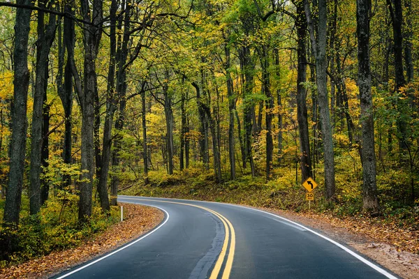 Skyline Sürücü Shenandoah Milli Parkı Virginia Boyunca Erken Sonbahar Renk — Stok fotoğraf