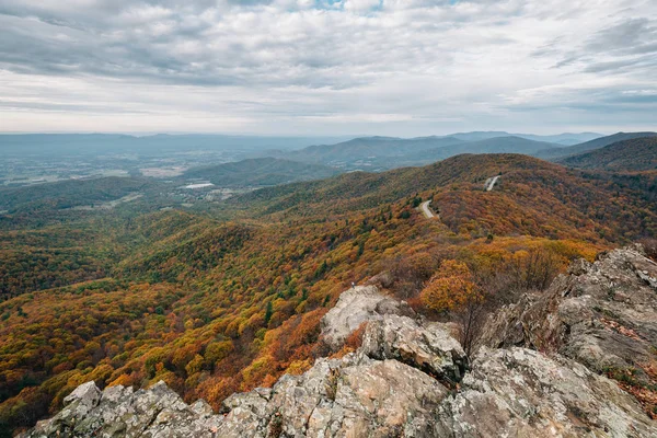 Cor Queda Montanhas Blue Ridge Little Stony Man Cliffs Trilha — Fotografia de Stock