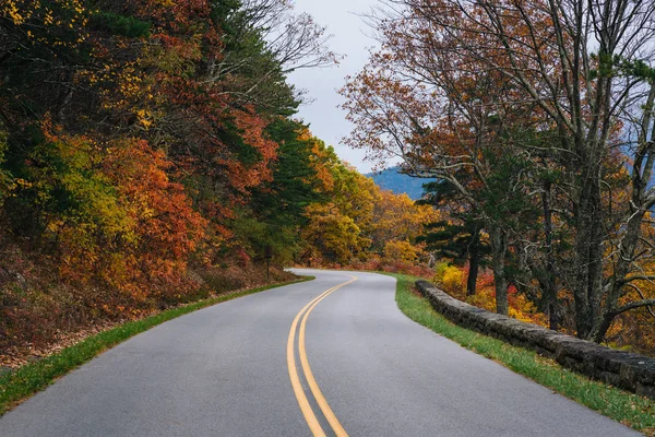 Folhagem Queda Longo Blue Ridge Parkway Nas Montanhas Apalaches Virgínia — Fotografia de Stock