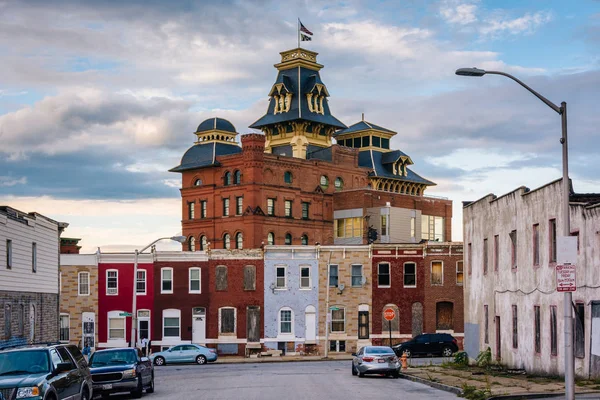 Federální Ulice Řadových Domů Americký Pivovar Baltimore Maryland — Stock fotografie