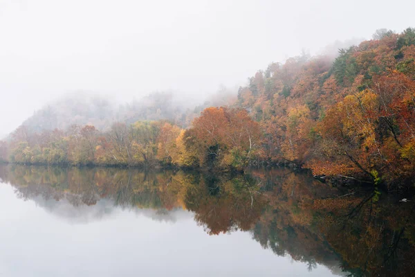 Fog Autumn Color James River Blue Ridge Parkway Virginia — Stock Photo, Image