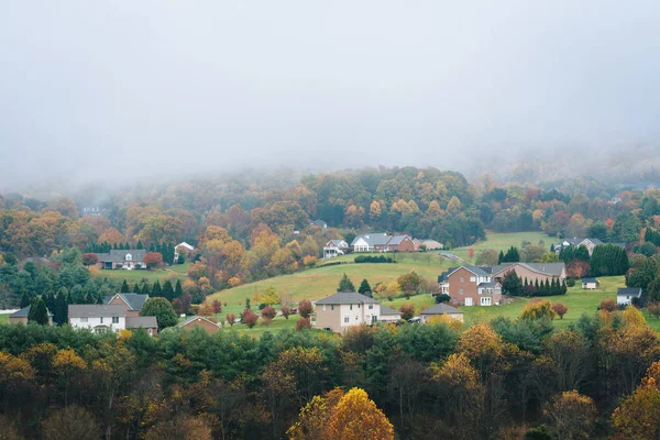 Mistige Appalachian Herfst Uitzicht Vanaf Blue Ridge Parkway Buurt Van — Stockfoto