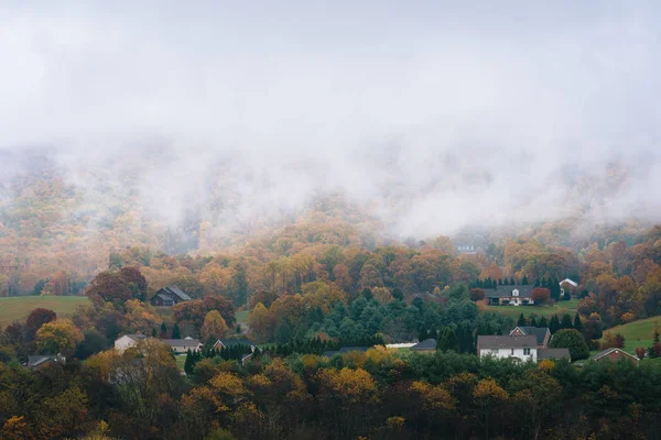 Foggy Appalachian Vista Outono Blue Ridge Parkway Perto Roanoke Virgínia — Fotografia de Stock