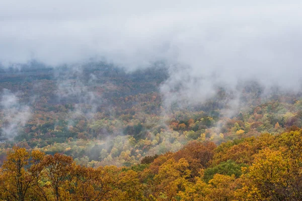 从蓝色山脊大道 在弗吉尼亚的雾秋视图 — 图库照片