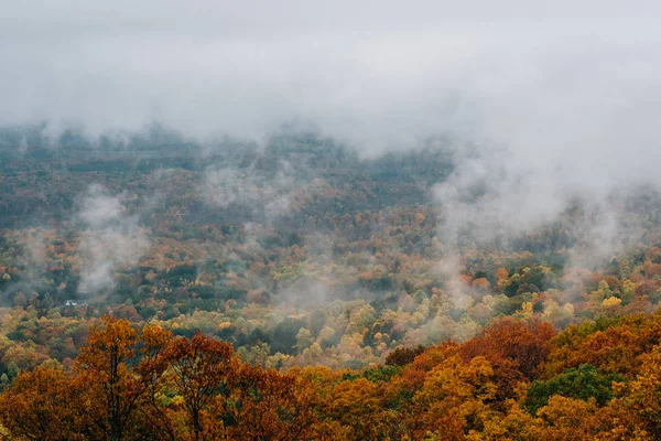 Vista Nublada Del Otoño Desde Blue Ridge Parkway Virginia — Foto de Stock