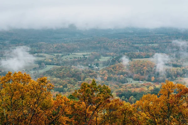 Mistige Herfst Uitzicht Vanaf Blue Ridge Parkway Virginia — Stockfoto