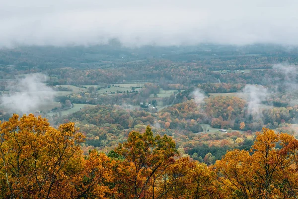 Vista Outono Nebulosa Blue Ridge Parkway Virgínia — Fotografia de Stock