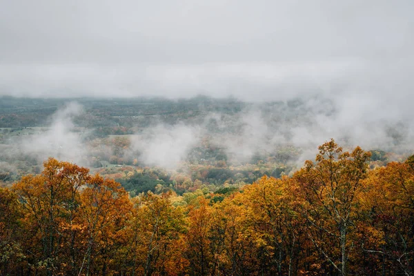 Vista Outono Nebulosa Blue Ridge Parkway Virgínia — Fotografia de Stock