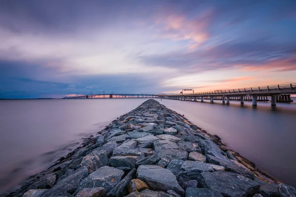 Jetty Chesapeake Bay Bridge Sandy Point State Park Annapolis Maryland — Stock Photo, Image