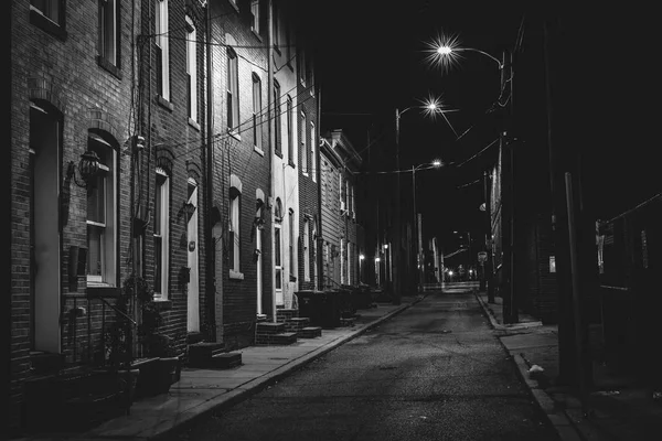 Row Houses Night Fells Point Baltimore Maryland — Stock Photo, Image