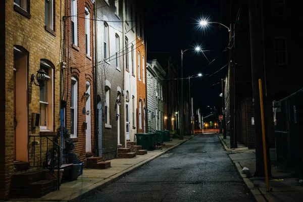 Baltimore Maryland Gece Akşamlarınıfells Point Teki Satır Evler — Stok fotoğraf