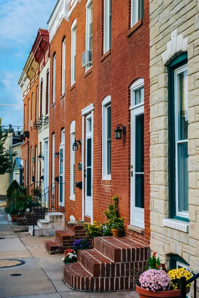 Casas Fileiras Federal Hill Baltimore Maryland — Fotografia de Stock