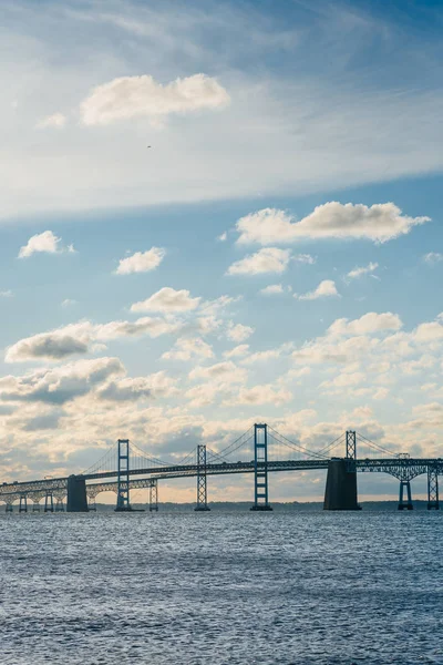 Sonnenaufgang Blick Auf Die Chesapeake Bay Bridge Vom Sandigen Point — Stockfoto