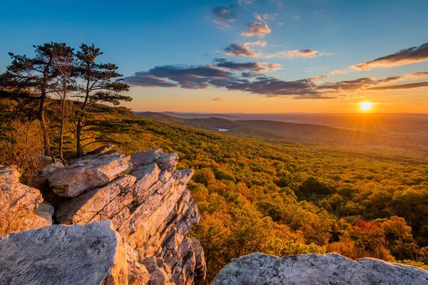 Coucher Soleil Depuis Annapolis Rocks Long Sentier Des Appalaches Sur — Photo