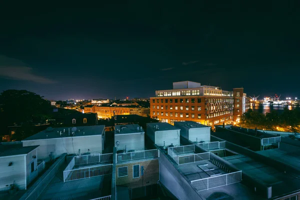 Вид Bond Street Wharf Нічний Час Пустищі Перспективи Балтімор Меріленд — стокове фото