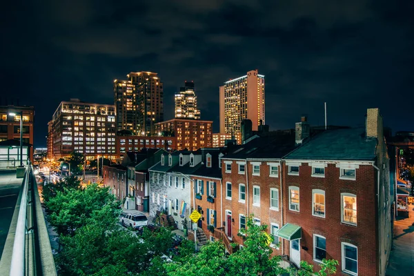 Utsikt Över Exeter Street Natten Little Italy Baltimore Maryland — Stockfoto