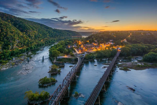 View Harpers Ferry West Virginia Sunset Maryland Heights — Stock Photo, Image
