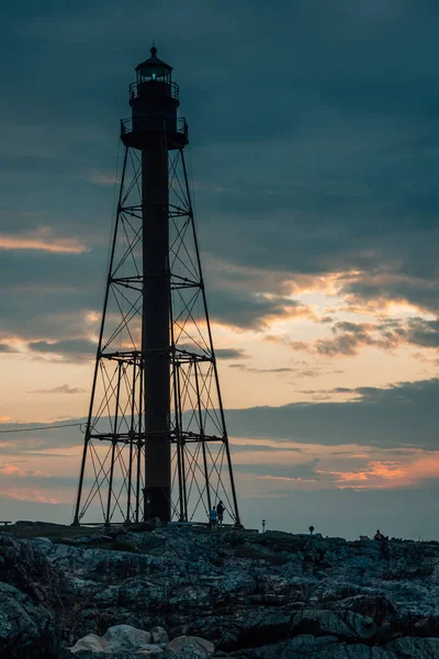 Leuchtturm Bei Sonnenuntergang Marmorkopf Massachusetts — Stockfoto