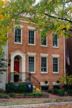 Alexandria, Virginia renk tuğla ev ve sonbahar