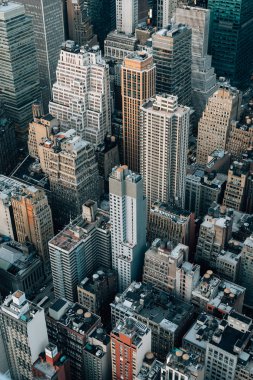 Bir kuş bakışı Midtown Manhattan, New York City binaların
