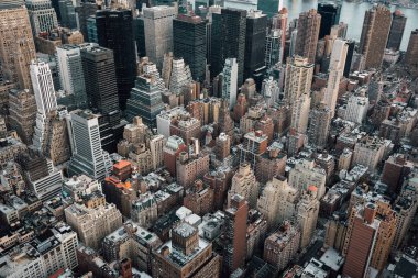 Bir kuş bakışı Midtown Manhattan, New York City binaların