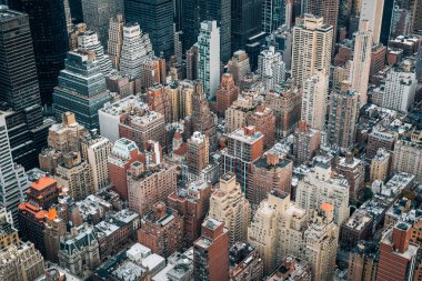 Bir kuş bakışı Midtown Manhattan, New York City binaların