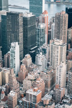 Bir kuş bakışı Midtown Manhattan, New York City binaların