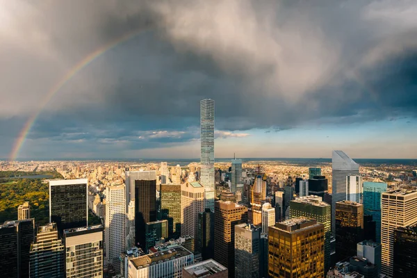 Regnbåge Över Midtown Manhattan New York City — Stockfoto