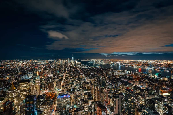 Utsikt Över Manhattan Skyline Natten New York City — Stockfoto