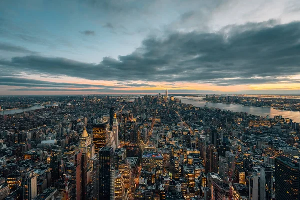 Vista Horizonte Manhattan Pôr Sol Nova Iorque — Fotografia de Stock