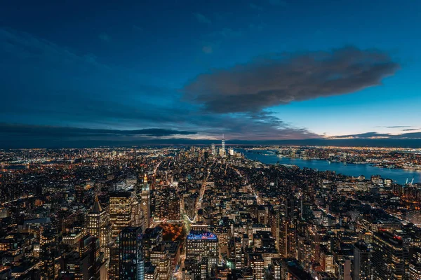 Pohled Panorama Manhattanu Noci New York City — Stock fotografie